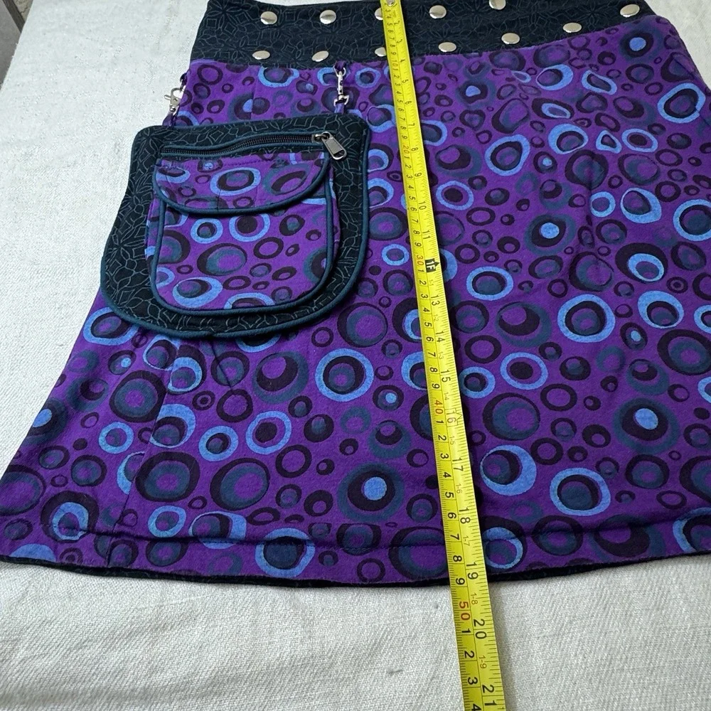 Womens Festival Wrap Around Reversible Mini Skirt Purple Boho Hippy Artsy Grunge